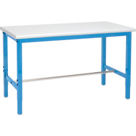 Global Industrial™ 60x30 Adjustable Height Workbench Square Tube Leg Laminate Safety Edge Blue