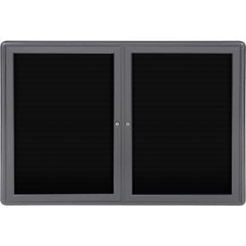 Ghent Ovation Letter Board - Indoor - 2 Door - Black w/Gray Frame - 47""W x 34""H