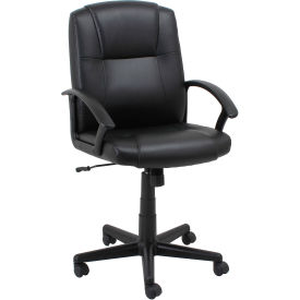 Interion® Antimicrobial Executive Chair With Mid Back & Fixed Arms Bonded Leather Black