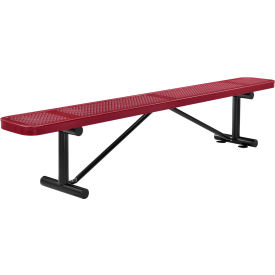Global Industrial™ 8' Outdoor Steel Flat Bench Perforated Metal Red
