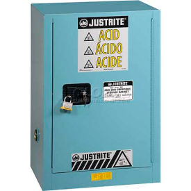 Justrite 15 Gal. Acid Cabinet Self-Close 1 Door 23-1/4""W x 18""D x 44""H Blue
