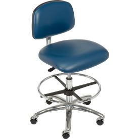 Interion® Clean Room Stool - Vinyl - Imperial Blue