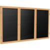 Ghent Enclosed Letter Board - 3 Door - Black Letterboard w/Oak Frame - 48"" x 72""