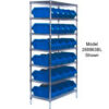 Quantum W7-18-24 Chrome Wire Shelving With 24 QuickPick Double Open Bins Blue 18x36x74