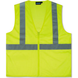 ERB® Aware Wear® S363 ANSI Class 2 Economy Mesh Safety Vest Zipper Closure L Lime