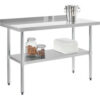 Global Industrial™ 430 Stainless Steel Table 48 x 30"" Undershelf 2"" Backsplash