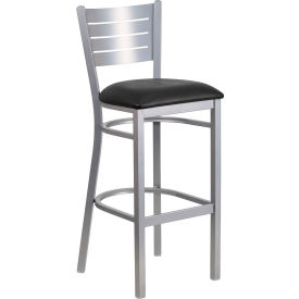 Flash Furniture Slat Back Metal Restaurant Barstool - Vinyl - Black - Hercules Series