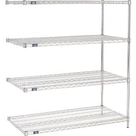 Nexel® 4 Shelf Chrome Wire Shelving Unit Add On 36""W x 30""D x 74""H