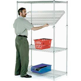 Nexel® 4 Shelf Chrome Quick Adjust Wire Shelving Unit Starter 48""W x 14""D x 86""H