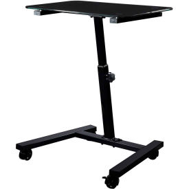 Seville Classics airLIFT® Tempered Glass Mobile Laptop Desk Cart Black