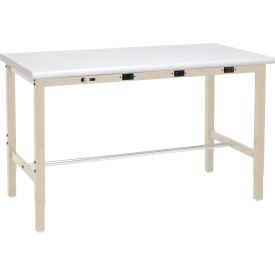 Global Industrial™ 48 x 30 Adjustable Height Workbench - Power Apron Plastic Safety Edge Tan
