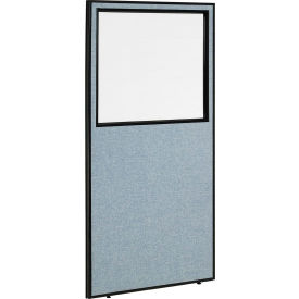 Interion® Office Partition Panel with Partial Window 36-1/4""W x 72""H Blue