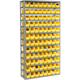 Global Industrial™ Steel Shelving with 96 4""H Plastic Shelf Bins Yellow 36x12x72-13 Shelves