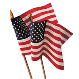 8 in. X 12 in. Cotton Muslin U.S. Flag Mounted To  Wood Staff Pack of 12
