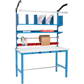 Global Industrial™ Packing Workbench W/Riser Kit & Power Apron Laminate Safety Edge 72""Wx36""D