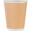 Genuine Joe Rippled Hot Cups 8 oz. 500/CT Brown - GJO11255CT
