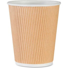 Genuine Joe Rippled Hot Cups 8 oz. 500/CT Brown - GJO11255CT