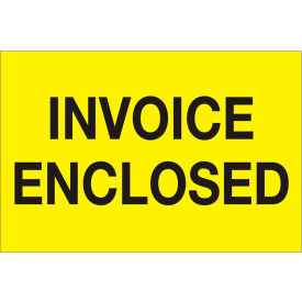 Paper Labels w/ ""Invoice Enclosed"" Print 2""L x 3""W Yellow Roll of 500