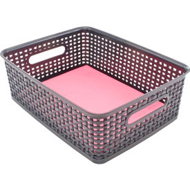 Advantus® Plastic Weave Bin Medium 40327 - 13-3/4""L x 10-1/2""W x 4-1/2""H Black 2-Pack