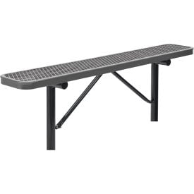Global Industrial™ 6' Outdoor Steel Flat Bench Expanded Metal In Ground Mount Gray