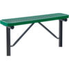 Global Industrial™ 4' Outdoor Steel Flat Bench Expanded Metal In Ground Mount Green