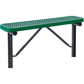 Global Industrial™ 4' Outdoor Steel Flat Bench Expanded Metal In Ground Mount Green