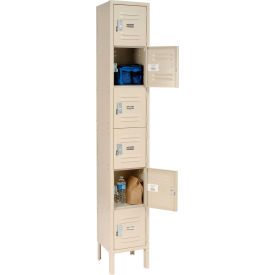 Global Industrial™ Capital® 6-Tier 6 Door Box Locker 12""W x 18""D x 78""H Tan Assembled