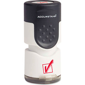 ACCUSTAMP® Pre-Inked Round Stamp with Microban Check Mark 5/8"" dia Red