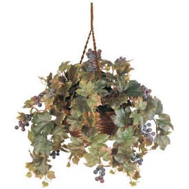 Nearly Natural Grape Leaf Hanging Basket Silk Plant