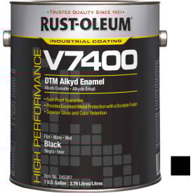 Rust-Oleum V7400 Series 340 VOC DTM Alkyd Enamel Flat Black Gallon Can - 245387
