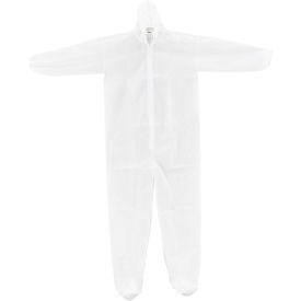 Global Industrial™ Disposable Polypropylene Coverall Elastic Hood & Boots WHT Med 25/Case