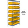 Quantum W7-18-30 Chrome Wire Shelving With 30 QuickPick Double Open Bins Yellow 18x36x74