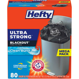 Hefty® Ultra Strong BlackOut Tall-Kitchen Drawstring Bags 13 gal 0.9 mil Black 240/Carton
