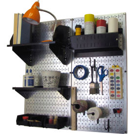 Wall Control Pegboard Hobby Craft Organizer Storage Kit Galvanized Black 32"" X 32"" X 9""