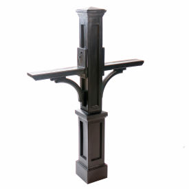 Mayne Newport Plus Double Mailbox Post 5814-B - 56""H Black