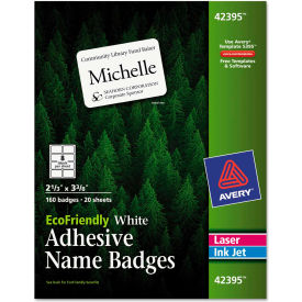 Avery® EcoFriendly Name Badge Labels 2-1/3"" x 3-3/8 White 160/Box