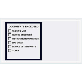 Full Face Envelopes ""Documents Enclosed"" Print 10""L x 5-1/2""W Clear 1000/Pack