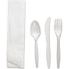 Boardwalk® Four Piece Fork/Knife/Napkin/Teaspoon Kit Polypropylene White Pack of 250