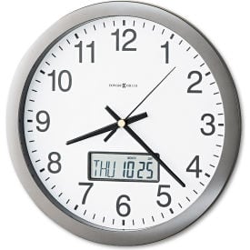 Howard Miller® Chronicle Wall Clock with LCD Inset 14"" Overall Diameter Gray Case 1 AA