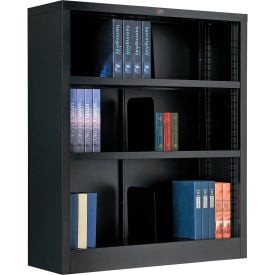 Interion® All Steel Bookcase 36"" W x 12"" D x 42"" H Black 3 Openings