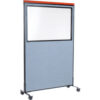 Interion® Mobile Deluxe Office Partition Panel with Partial Window 48-1/4""W x 76-1/2""H Blue