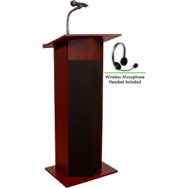 Oklahoma Sound Power Plus Podium / Lectern with Wireless Headset Mic 22""W x 17""D x 46""Mahogany