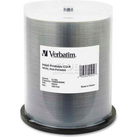 Verbatim® CD-R Discs 95252 52X 700MB/80Min Inkjet/Hub Printable Spindle 100/Pk White