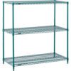 Nexel® 3 Shelf Poly-Green® Wire Shelving Unit Starter 60""W x 14""D x 34""H