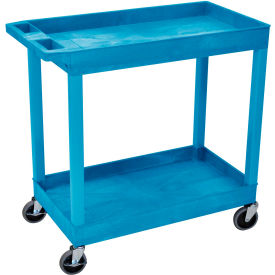 Luxor Plastic Utility Cart w/2 Shelves 400 lb. Capacity 35-1/4""L x 18""W x 34-1/4""H Blue