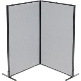 Interion® Freestanding 2-Panel Corner Room Divider 36-1/4""W x 60""H Panels Gray