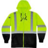 Ergodyne® GloWear 8372 Hi-Vis Hooded Sweatshirt Black Bottom Full Zip Class 3 2XL Lime
