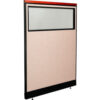 Interion® Deluxe Office Partition Panel w/Partial Window & Raceway 48-1/4""W x 65-1/2""H Tan