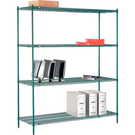 Nexel® 4 Shelf Poly-Green® Wire Shelving Unit Starter 72""W x 21""D x 86""H