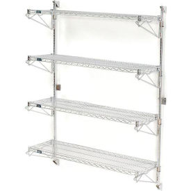 Nexel® Poly-Green® Adjustable Wall Mount Wire Shelving 4 Shelf Starter 30""Wx18""Dx63""H